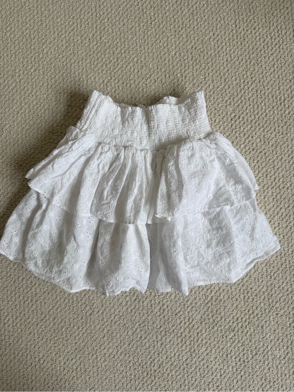 Konges Girls Embroidered Eyelet Flounce Skirt